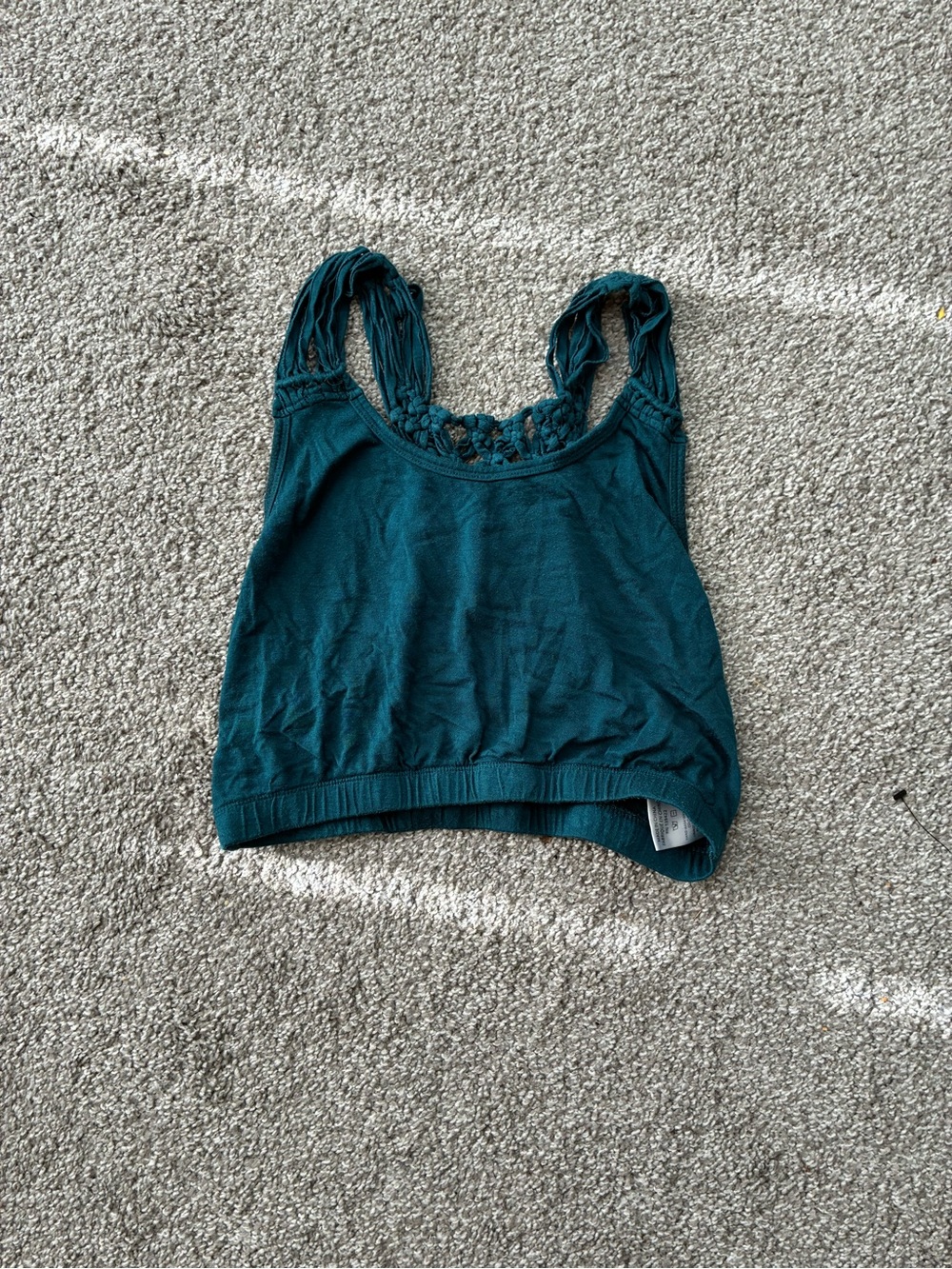 Tobi Teal Crochet-Back Crop Tank